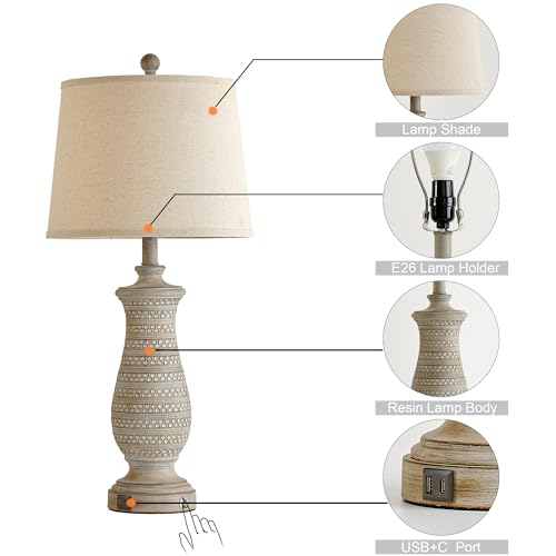 Farmhouse Table Lamps for Living Room Set of 2 (2 Count)