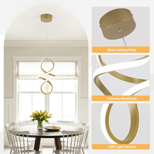 Spiral Kitchen Island Pendant Lights (3 Count)