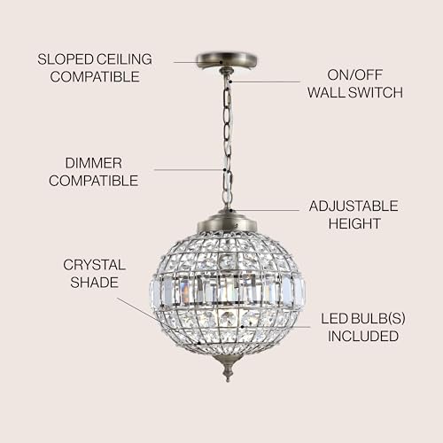 Georgina 1 Light Crystal Globe Pendant
