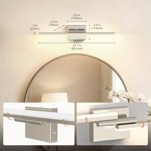 24 Inch 3CCT Bathroom Vanity Light Bar Over Mirror Nickel