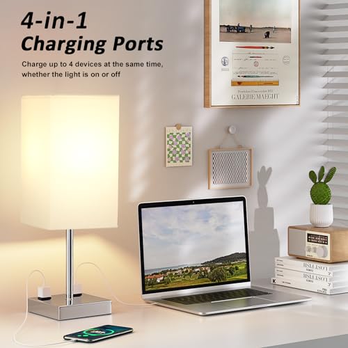 17.4" White Touch Table Lamp for Bedroom