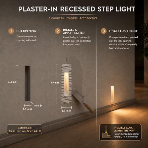 Trimless Recessed LED Step Lights Hardwired Indoor