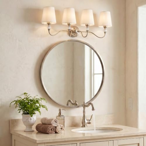 4 Light Vintage Bathroom Vanity Light Fixtures Over Mirror