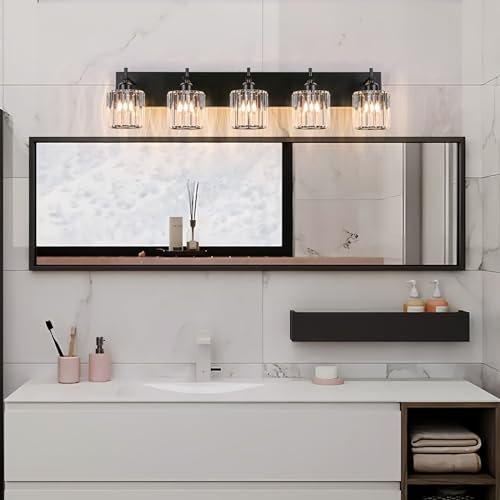 Black Crystal Bathroom Vanity Lights