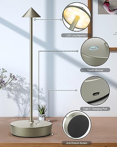 Cordless Table Lamps Rechargeable 6000mAh Battery Operated LED Desk Lamp