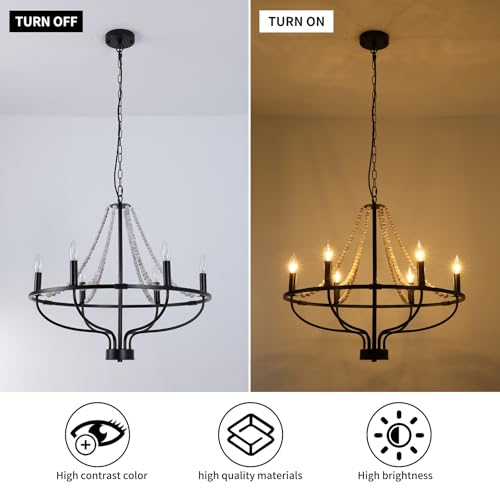 6 Light Wagon Wheel Chandelier