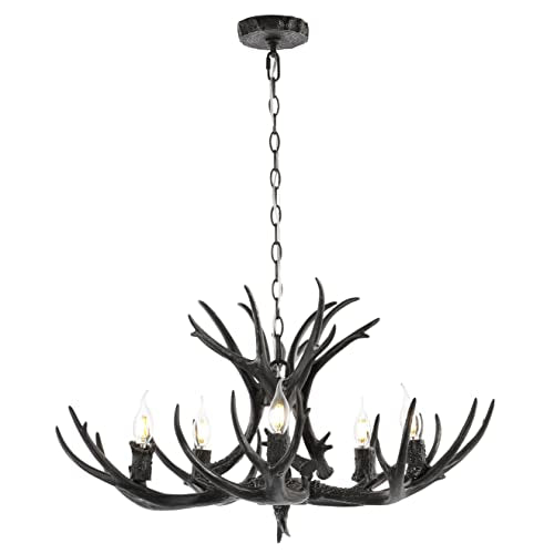 Eldora 5 Light Resin Antler Chandelier 30"