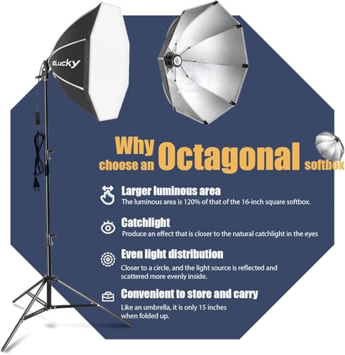 2 Pack 20" Octagonal Softbox Lighting Kit with 85W LED Bulbs