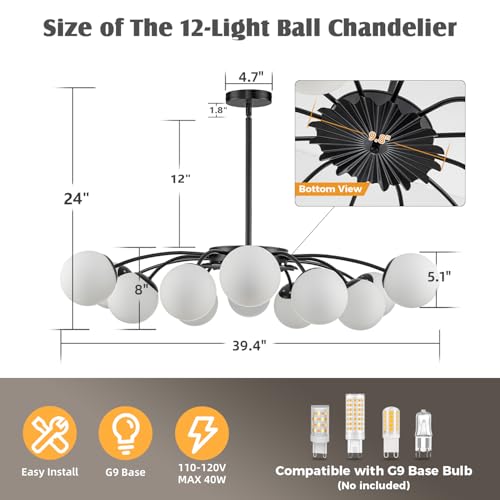 12 Light Milk Glass Pendant Light