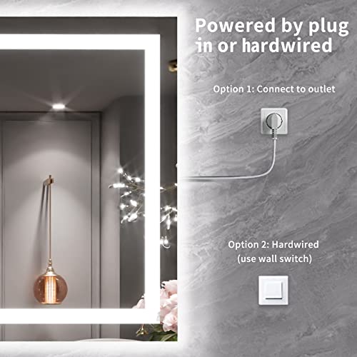 55X36 LED Bathroom Mirror with Lights