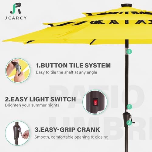 9 ft 3 Tier Outdoor LED Lighted Patio Umbrella w