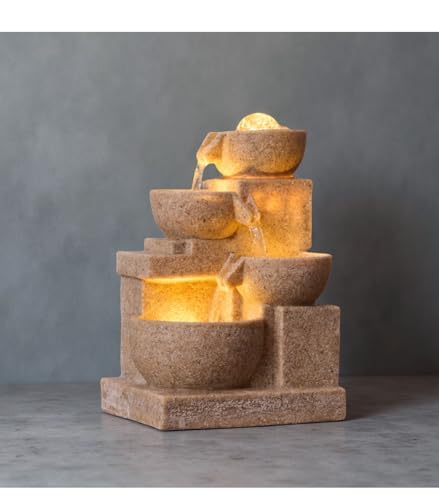 Desktop Tabletop Water Fountain with LED Lights