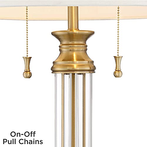 Rolland 30" Gold Large Table Lamp Crystal Antique and USB Dimmer Light