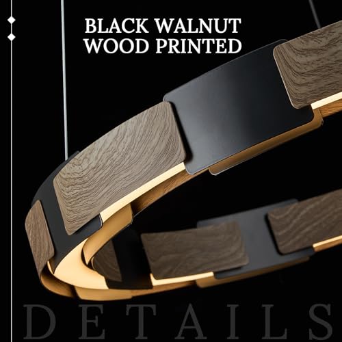 LED Ring Chandelier Dimmable Black Wood Chandeliers for Dining Room