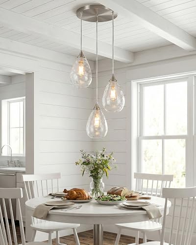 Brushed Nickel Dining Room Chandelier Light Fixture Over Table