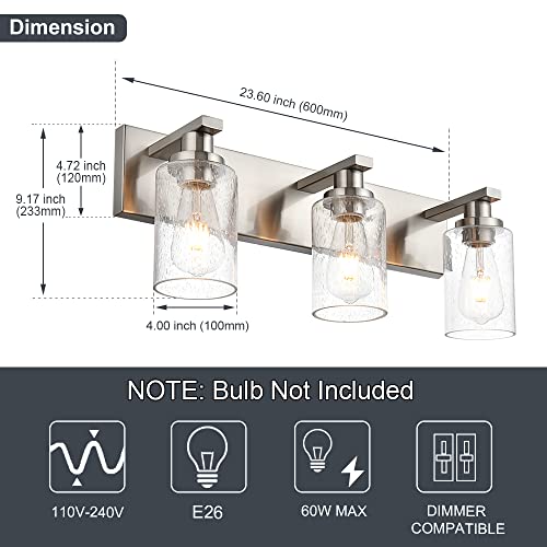 Brushed Nickel Bathroom Vanity Light Over Mirror