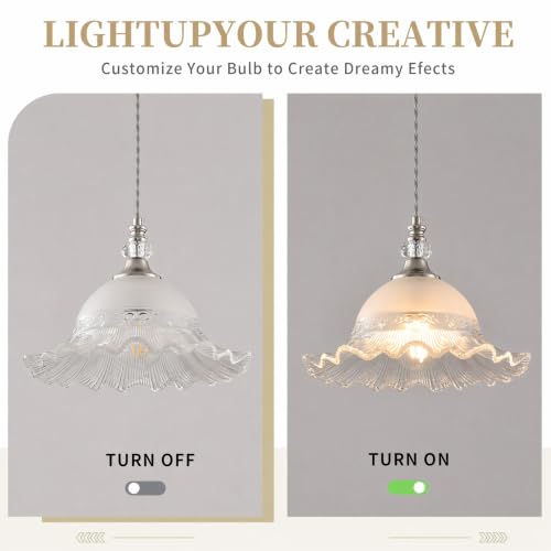 1 Pack Vintage Brushed Nickel Crystal Glass Pendant Light Fixture (Brushed Nickel / 1-Light)