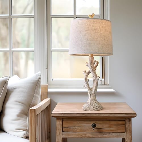 Farmhouse Table Lamps Set of 2 for Living Room Bedroom Bedside Tree Lamp Nightstand End Table 25" Lamps Vintage Natural Style (2 Count)