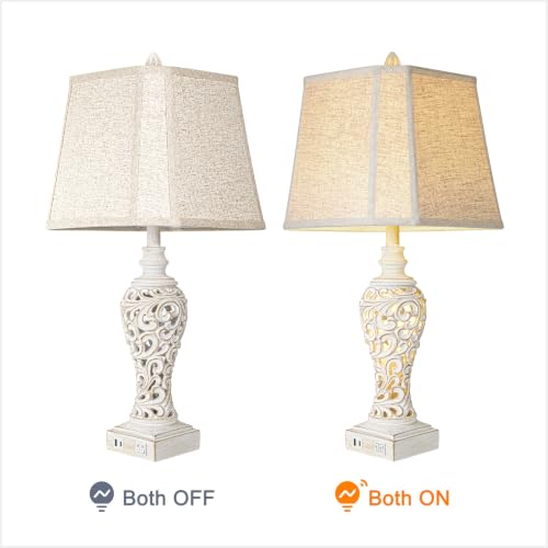 Vintage Table Lamps with Nightligh Set of 2 for Living Room (2 Count)