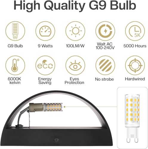 8 Pack Black Modern LED Wall Sconce Hardwired Indoor Wall Lights Up and Down Wall Mount Light for Living Room Bedroom Corridor Hallway Conservatory Cool White 6000K (8 Count)