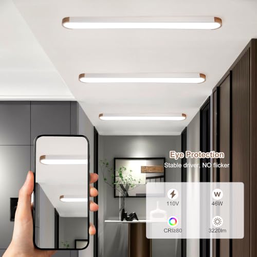 4FT Wood Flush Mount Ceiling Light