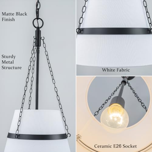 11.4" Black Drum Pendant Light for Kitchen Island
