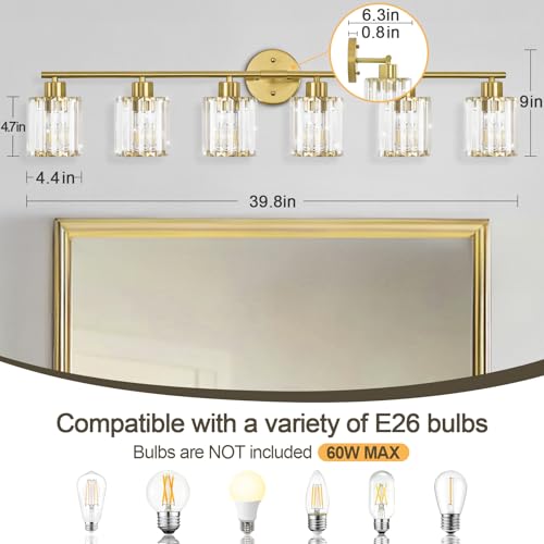 Modern Gold Crystal Bathroom Light Fixtures