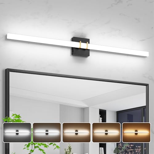 Modern Black and Brass Vanity Light Bar 40 Inch