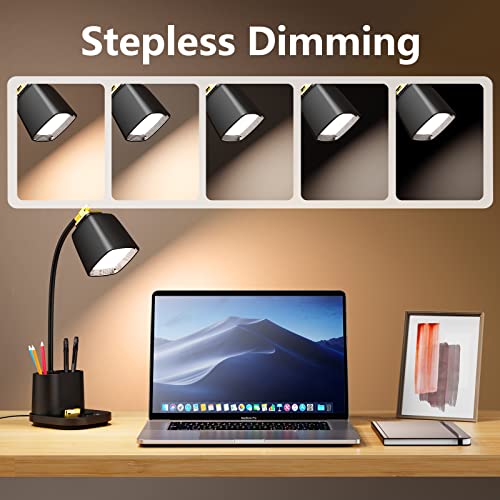 LED Desk Lamp with USB Charging Port Touch Control 3 Color Modes