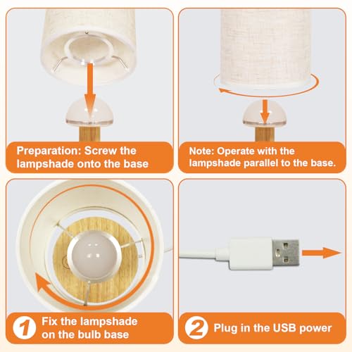 Small Touch Table Lamp with Stepless Dimming&USB Plug