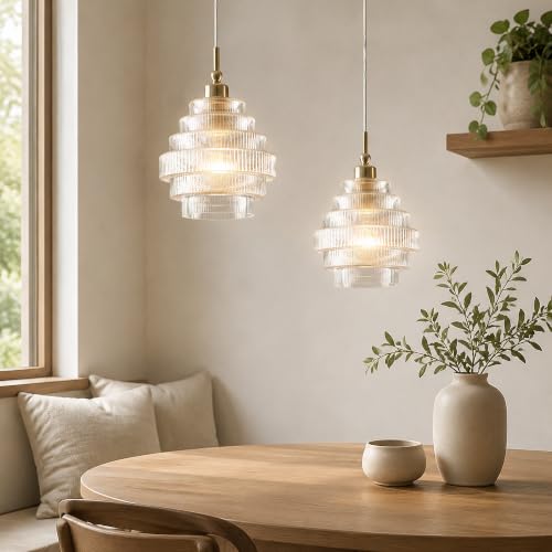 Clear Stripes Glass Lamp Shades Set of 2 (2 Count)