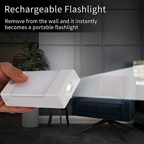 4-in-1 LED Night Light Emergency Backup Light, Motion Sensor, Dusk-to-Dawn Sensor, Rechargeable Battery Operated 5000K Daylight White, LED Flash Light for Home, Power Failure, Hurricane, 2Pack (2 Count)