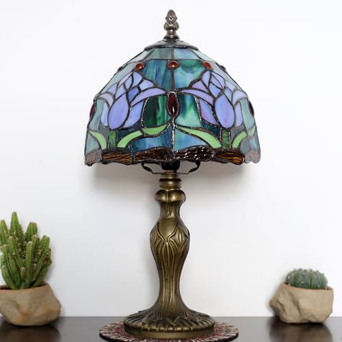Small Tiffany Table Lamp Stained Glass Memory Lamp Pink Tulip Style