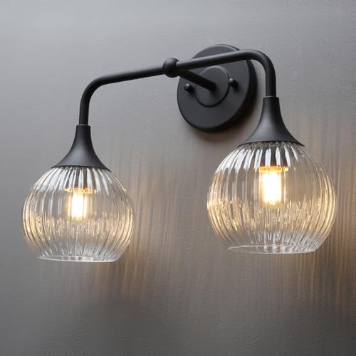 Vintage Vanity Light Matte Black 2 Lights Sconce