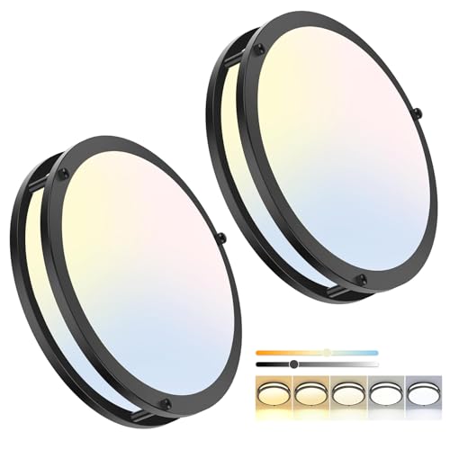 13inch LED Flush Mount Ceiling Light Fixture Dimmable Matte Black (2 Count)