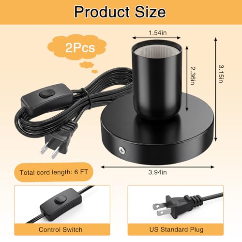 2Pcs Metal Table Lamp Base E26 (2 Count)