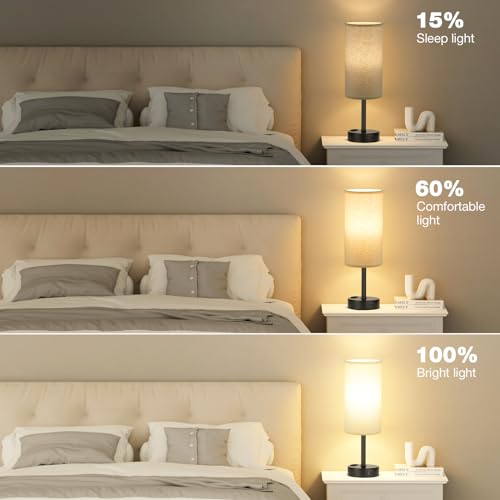 Beige Bedside Lamp for Bedroom