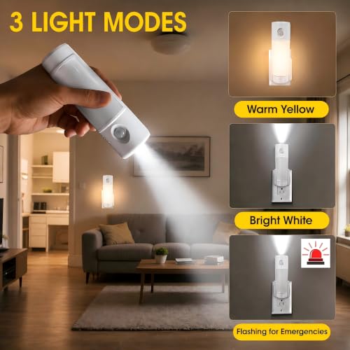 2 Pack Night Light Plug into Wall with Motion Sensor for Bathroom (2 Count)