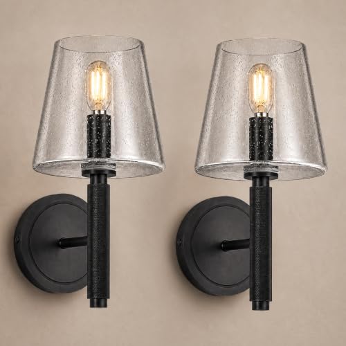 12" Knurled Black Wall Sconces Set of 2 (2 Count)