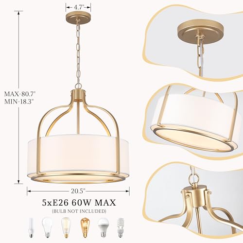 20.5" Gold Drum Chandelier