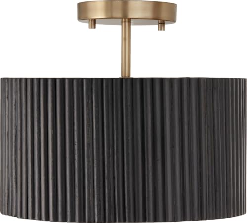 Capital Lighting 250711KR Donovan Modern Mango Wood Drum Convertible Semi Flush