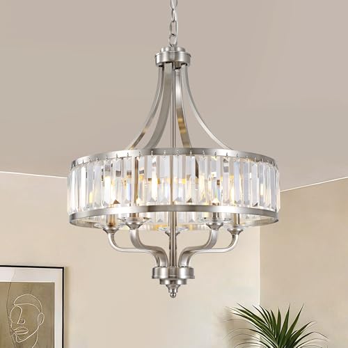 20" Brushed Nickel Crystal Chandelier