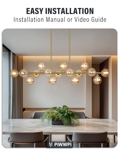 55" Long Brass Gold Chandeliers for Dining Room Kitchen Island
