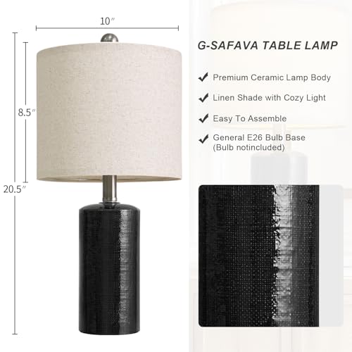 Small Table Lamps Set of 2 for Living Room 20.25" Black Lamps Bedside Lamps (2 Count)