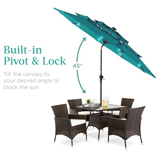 10ft 3 Tier Solar Patio Umbrella