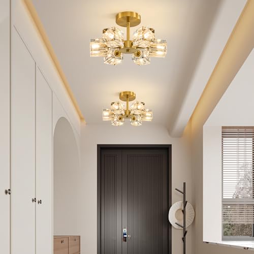 Sputnik Crystal Semi Flush Ceiling