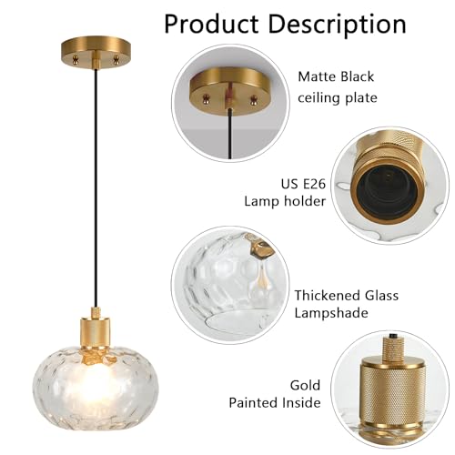 Glass Pendant Lights Kitchen Island 8 Inch Adjustable Pendant Light Fixtures with Hand