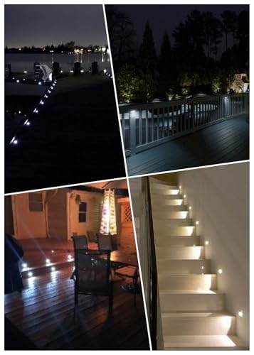 Pack of 6 LED Deck Lights kit Outdoor Garden Yard Decoration Lamp Recessed Landscape Pathway Step Cool White Lighting (6 Count)