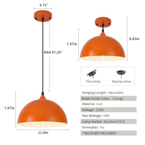 Orange Kitchen Pendant Lights (2 Count)