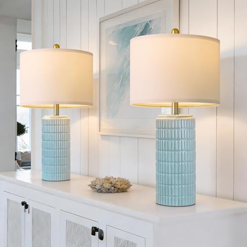 23" Light Blue Table Lamps Set of 2 (2 Count)